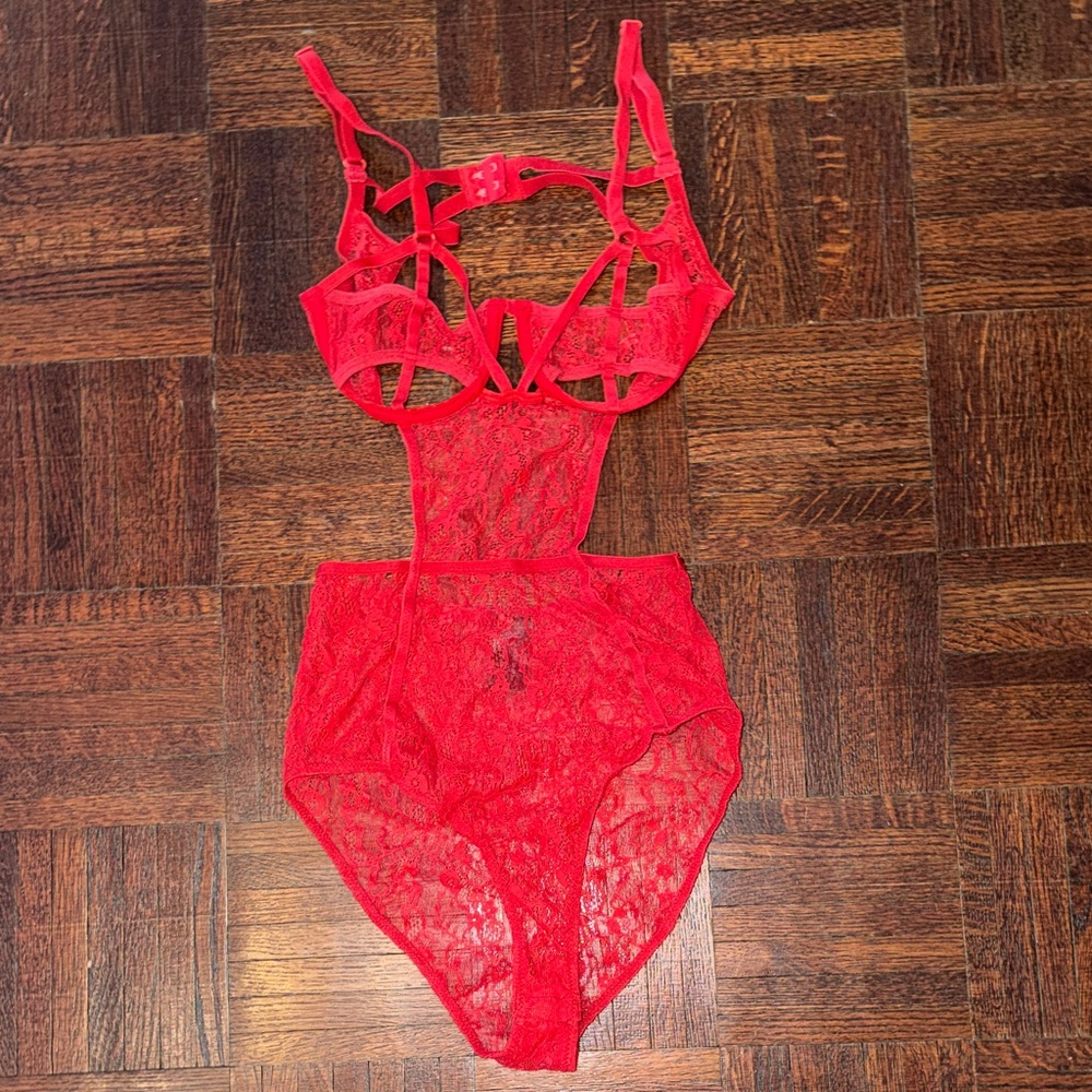 Asos Red Lingerie Bodysuit Sz. S